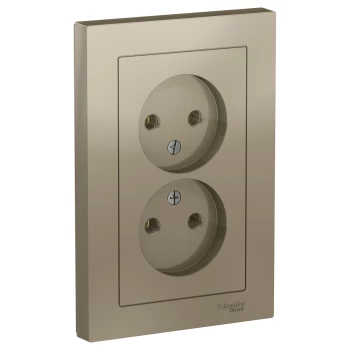 Розетка 2-ая электрическая без заземления (в сборе), Шампань, серия Atlas Design, Schneider Electric