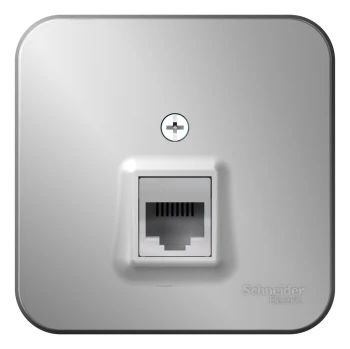 Розетка компьютерная 1-ая кат.5е, RJ-45 (интернет) (в сборе), Алюминий, серия Blanca, Schneider Electric