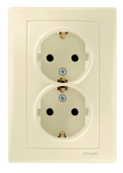 Розетка 2-ая электрическая с заземлением (в сборе), Бежевый, серия Sedna, Schneider Electric