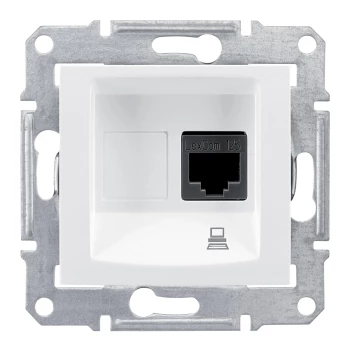 Розетка компьютерная 1-ая экранированная кат.6е, RJ-45 (интернет), Белый, серия Sedna, Schneider Electric
